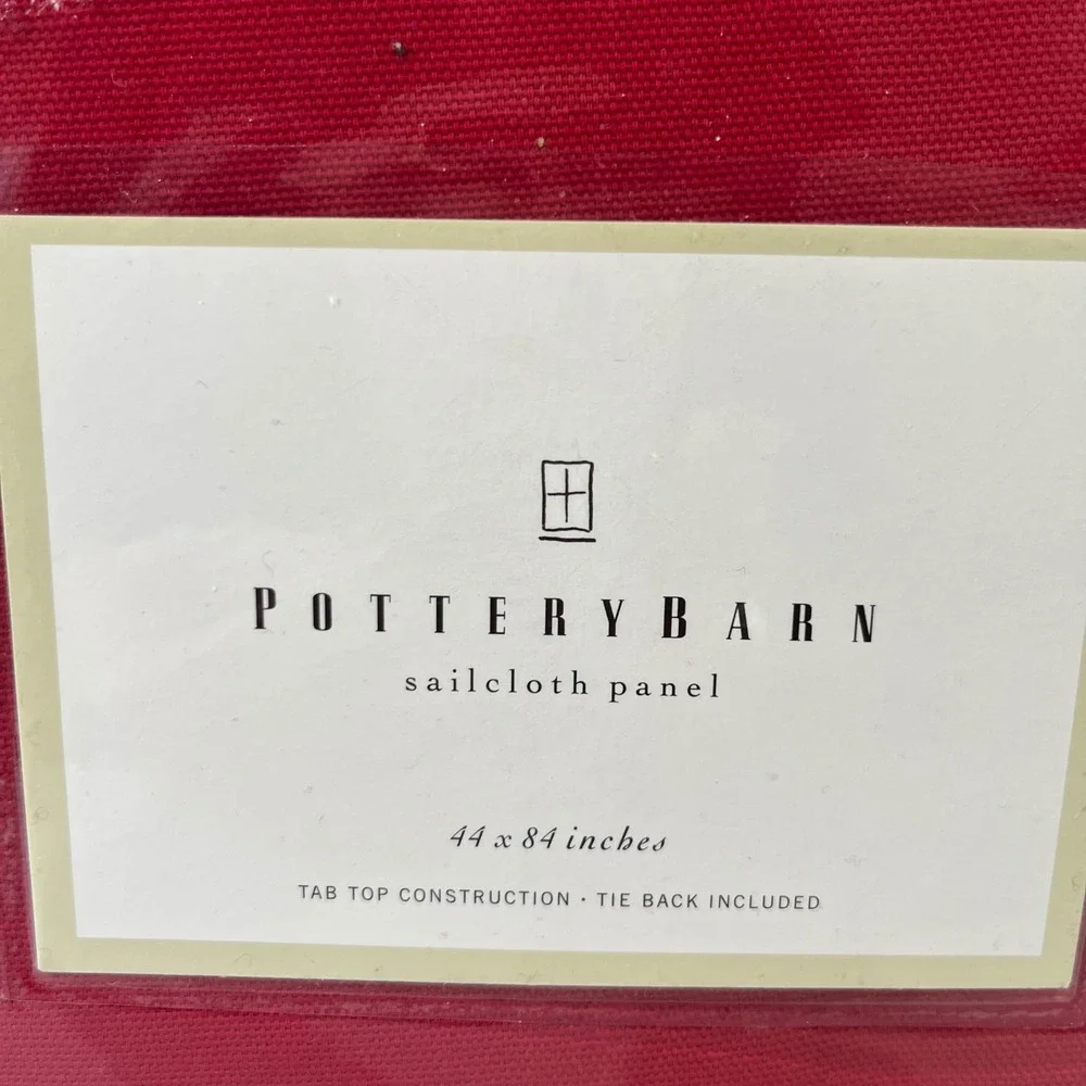 Vtg Pottery Barn Sailcloth Panel Red 44x84 Tab Top Cotton Window Curtain NEW